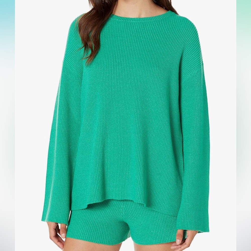 The Drop Women's Alice Crew-Neck Back-Slit Ribbed Pullover Sweater